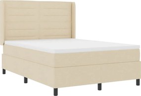 vidaXL LED Κρεβάτι με βάθρο με στρώμα Κρεμ 160 x 200 cm ύφασμα