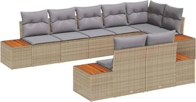 vidaXL Σετ Καναπέ Κήπου 8 pcs Μπέζ και Ανοιχτό Γκρι Πολυρατάν