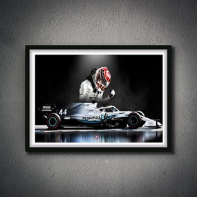 Πόστερ &amp; Κάδρο Lewis Hamilton F037 30x40cm Μαύρο Ξύλινο Κάδρο (με πόστερ)