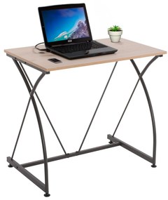 DESK  METALLIC BLACK WITH MDF DESKTOP IN OAK COLOR 80X50X73Hcm.