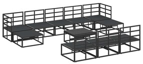 vidaXL Σετ Καναπέ Κήπου με μαξιλάρι 11 pcs Μαύρο Αλουμίνιο