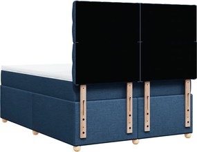 vidaXL Κρεβάτι Boxspring με Στρώμα Μπλε 160x200 εκ. Υφασμάτινο