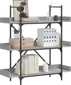 vidaXL Βιβλιοθήκη 3 Επιπέδων Γκρι Sonoma 100x33x108,5εκ. Επεξεργ. Ξύλο