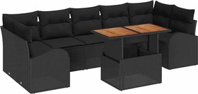 vidaXL Σετ Καναπέ Κήπου με μαξιλάρι 8 pcs Μαύρο