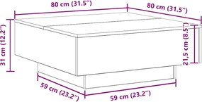 vidaXL Τραπεζάκι σαλονιού Μαύρη Οξυά 80 x 80 x 31 cm