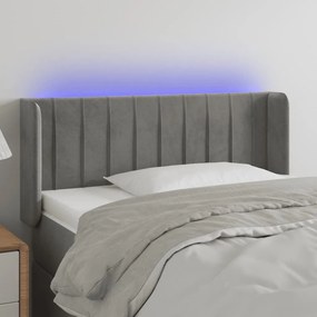 Κεφαλάρι Κρεβατιού LED Ανοιχτό Γκρι 103x16x78/88 εκ. Βελούδινο 3123516