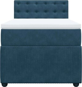 vidaXL Κρεβάτι Boxspring με Στρώμα Μπλε 90x190 εκ. Βελούδινο
