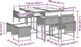 vidaXL Σετ Τραπεζαρίας Κήπου 9 τεμ Μαύρο από Συνθ. Ρατάν με Μαξιλάρια