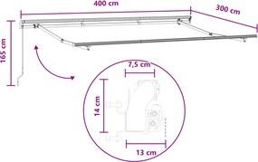 vidaXL Αναδιπλούμενη τέντα Taupe 4 x 3 μ Πολυεστέρας και Αλουμίνιο