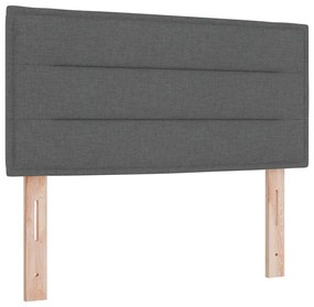 vidaXL Κρεβάτι box spring με στρώμα Σκούρο γκρι 90 x 200 cm ύφασμα