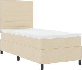 vidaXL Κρεβάτι με ελατήρια με στρώμα Κρεμ 90 x 200 cm ύφασμα