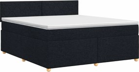 vidaXL Κρεβάτι box spring με στρώμα Μαύρο 180 x 200 cm Ύφασμα