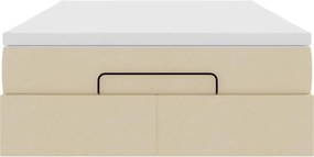 vidaXL Οθωμανικό κρεβάτι με στρώμα Cream 120x200cm ύφασμα