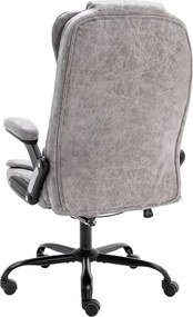 vidaXL Πολυθρόνα Γραφείου Ανοιχτό Γκρι από Γνήσιο Δέρμα