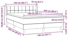 Box Spring Κρεβάτι με στρώμα Μαύρο 140x220 cm Βελούδινο - Μαύρο