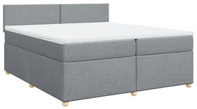 vidaXL Κρεβάτι Boxspring με Στρώμα Ανοιχτό Γκρι 200x200 εκ. Υφασμάτινο