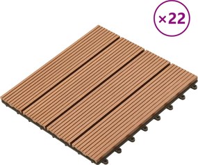 vidaXL Πλάκα Κατασκευής 22 pcs Καφέ 30 x 30 cm WPC