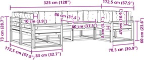 vidaXL Σειρά Καναπέ Εξωτερικού με μαξιλάρι 6 pcs Λευκό και Κρεμ