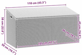 κουτί αποθήκευσης κήπου ανοιχτό γκρι 110x50x58 cm Poly Rattan - Γκρι