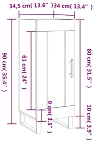 Ντουλάπι Καφέ Δρυς 34,5 x 34 x 90 εκ. Επεξεργασμένο Ξύλο - Καφέ