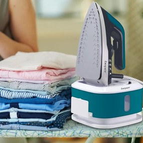 Σίδερο Beper P204CAL200, 2250W, Κεραμική πλάκα, Θερμοστάτης, Φίλτρο, Συνεχής κύκλος, Λευκό/Μπλε-Πράσινο