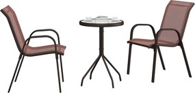 vidaXL Σετ Μπιστρό Κήπου 3 pcs Καφέ Ατσάλι