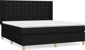 vidaXL Κρεβάτι Boxspring με Στρώμα Μαύρο 180x200 εκ. Υφασμάτινο