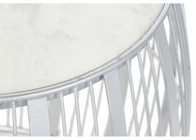 Βοηθητικό Τραπέζι DKD Home Decor Λευκό Μάρμαρο Σίδερο Ασημί (46 x 46 x 41 cm)