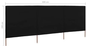 vidaXL Προστατευτικό Αέρα με 3 Πάνελ Μαύρο 400 x 160 εκ. Υφασμάτινο