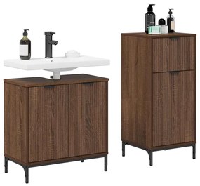 vidaXL Σετ Επίπλων Μπάνιου με ράφι 2 pcs Καφέ δρυς 39.5 x 36 x 88 εκ