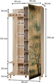Έπιπλο εισόδου Soho Megapap χρώμα sonoma 90x36x194εκ.