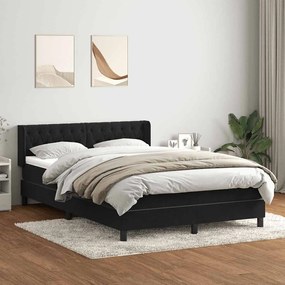 vidaXL Κρεβάτι Boxspring με Στρώμα Μαύρο 160x210 εκ. Βελούδινο