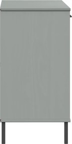 vidaXL Ντουλάπι OSLO Γκρι 113x40x77 εκ. Μασίφ Ξύλο με Μετ. Πόδια