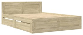 vidaXL Πλαίσιο Κρεβατιού με Κεφαλάρι Sonoma Δρυς 135x190εκ. Επεξ. Ξύλο