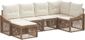 vidaXL Σετ Καναπέ Κήπου 6 pcs Μπεζ συνθετικό ρατάν