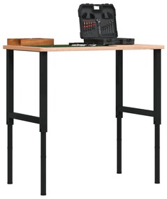 vidaXL Πάγκος Εργασίας Ορθογώνιος 100x60x(71,5-98) εκ Μασίφ Ξύλο Οξιάς