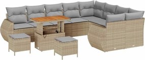 vidaXL Σετ Καναπέ Κήπου 12 pcs Μπεζ συνθετικό ρατάν