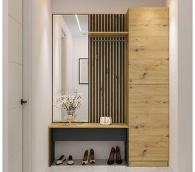 AURORA-1  Έπιπλο Εισόδου Artizan Oak/Ανθρακί Μ150xΠ40xΥ189.5