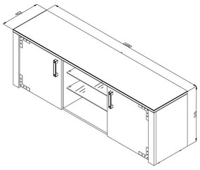 Έπιπλο Τηλεόρασης Lazio 170 Artisan Oak - Μαύρο 168x40x57 εκ.