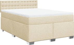 vidaXL Κρεβάτι Boxspring με Στρώμα Κρεμ 160x200 εκ. Υφασμάτινο
