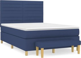 vidaXL Κρεβάτι Boxspring με Στρώμα Μπλε 140x200 εκ. Υφασμάτινο