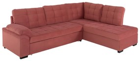 SOFABED RIGHT CORNER JADE  DUSTY PINK VELVET 250x80-180x73-88Hcm.