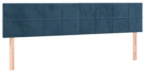 Κρεβάτι Boxspring με Στρώμα &amp; LED Σκ. Μπλε 160x200εκ. Βελούδινο - Μπλε