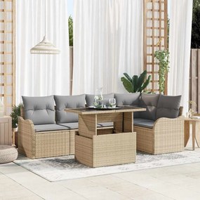 vidaXL Σετ Καναπέ Κήπου 6 pcs Μπεζ 100 x 55 x 73 εκ Πολυ ράταν