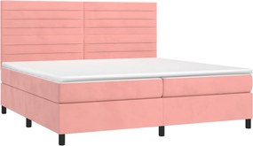 vidaXL Κρεβάτι Boxspring με Στρώμα Ροζ 200x200 εκ. Βελούδινο