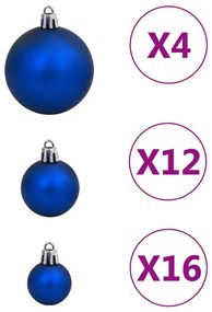 vidaXL Σετ Μπάλες Χριστουγεννιάτικες 111 τεμ. Μπλε από Πολυστυρένιο