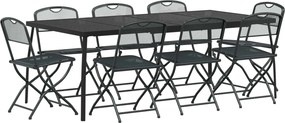 vidaXL Σετ Εξωτερικών Επίπλων 9 pcs Ανθρακί Σίδηρος και Χάλυβας