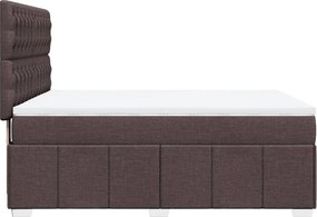 vidaXL Κρεβάτι Boxspring με Στρώμα Σκούρο Καφέ 140x200 εκ Υφασμάτινο