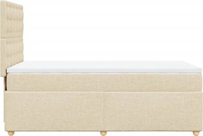 vidaXL Κρεβάτι Boxspring με Στρώμα Κρεμ 90x190 εκ.Υφασμάτινο