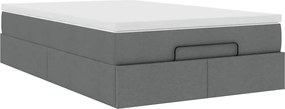 vidaXL Οθωμανικό κρεβάτι με στρώμα Σκούρο γκρι 120x200cm ύφασμα